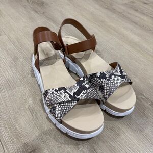 Cole Haan Brown and Black Sandals with Platform Sole